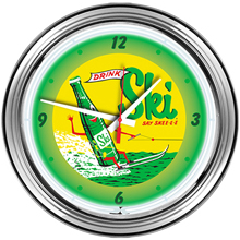 1625 - 16" neon wall clock with chrome steel case.