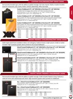 Dry erase boards and chalkboards with your logo. Hanging dry erase boards and chalkboards for restaurants, bars and playing darts. Keep score with our signs.