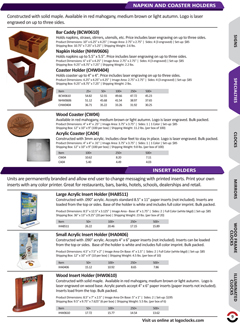 Retaurant and bar accessories including napkin holders, condiment caddy and menu tabletop sign holder.